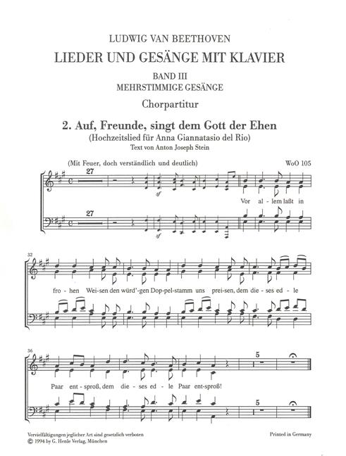 Ludwig van Beethoven: Choral Score to Complete Songs for Voice and Piano Volume III
