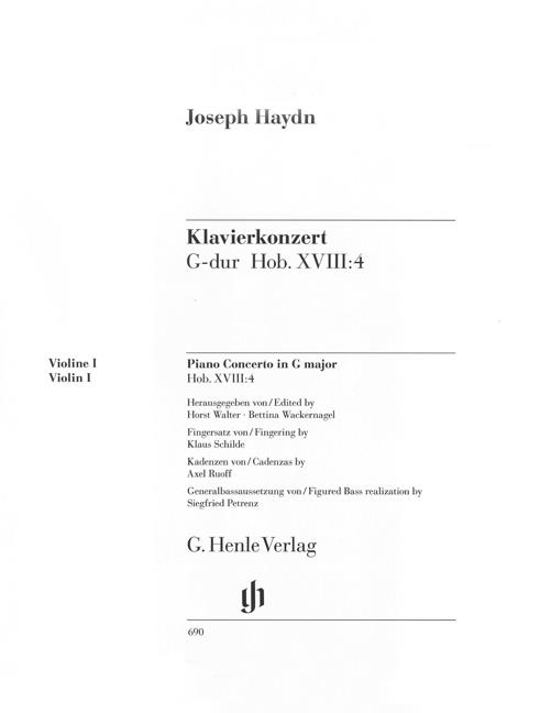 Franz Joseph Haydn: Concerto for Piano (Harpsichord) and Orchestra G major Hob. XVIII:4