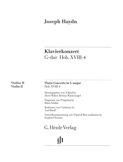 Franz Joseph Haydn: Concerto for Piano (Harpsichord) and Orchestra G major Hob. XVIII:4