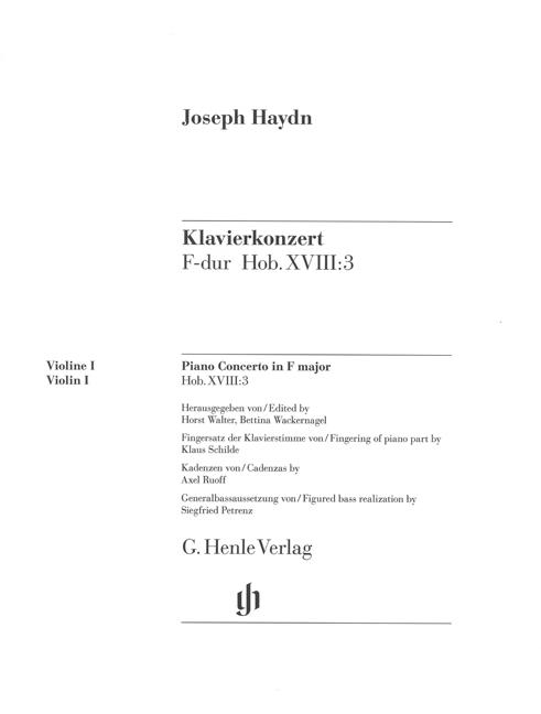 Franz Joseph Haydn: Concerto for Piano (Harpsichord) and Orchestra F major Hob. XVIII:3