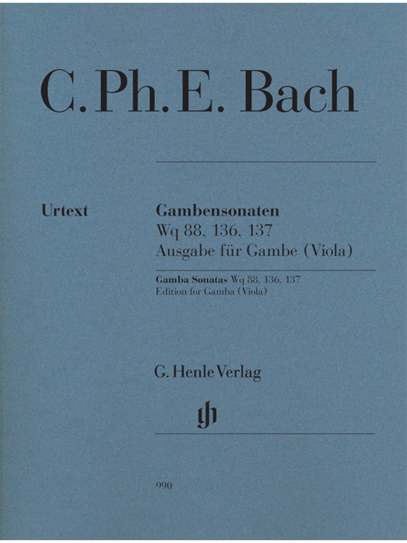 C.P.E. Bach: Gamba Sonatas Wq 88, 136, 137, Edition for Gamba (Viola)