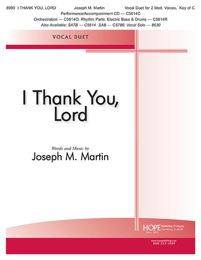I Thank You, Lord : Vocal Duet, 2 Med. Voices, Key of C