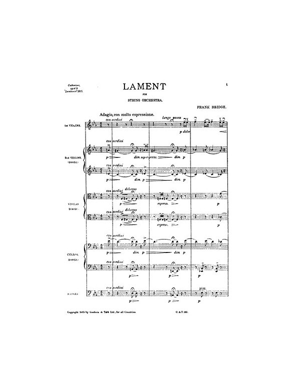 Frank Bridge: Lament (Score)