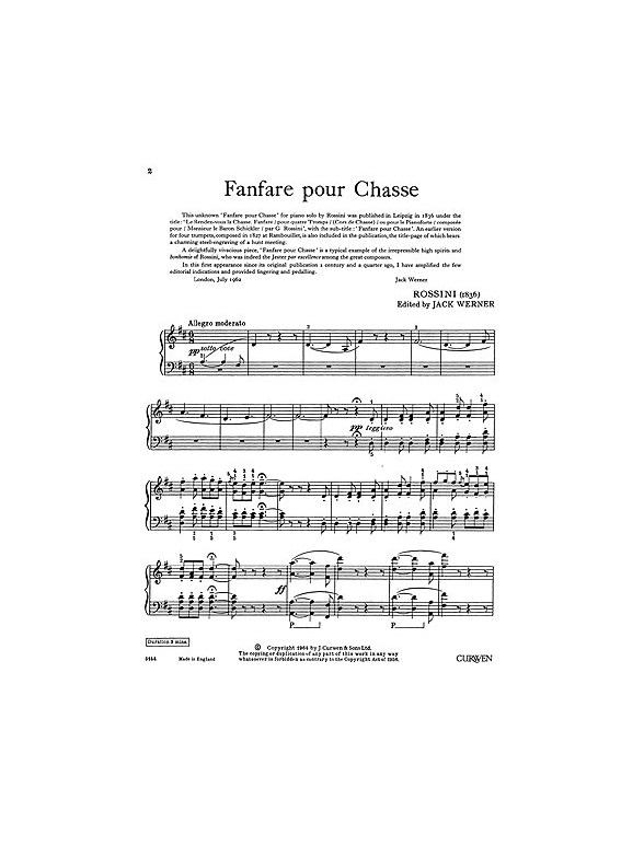 Rossini, G Fanfare Pour Chasse Piano