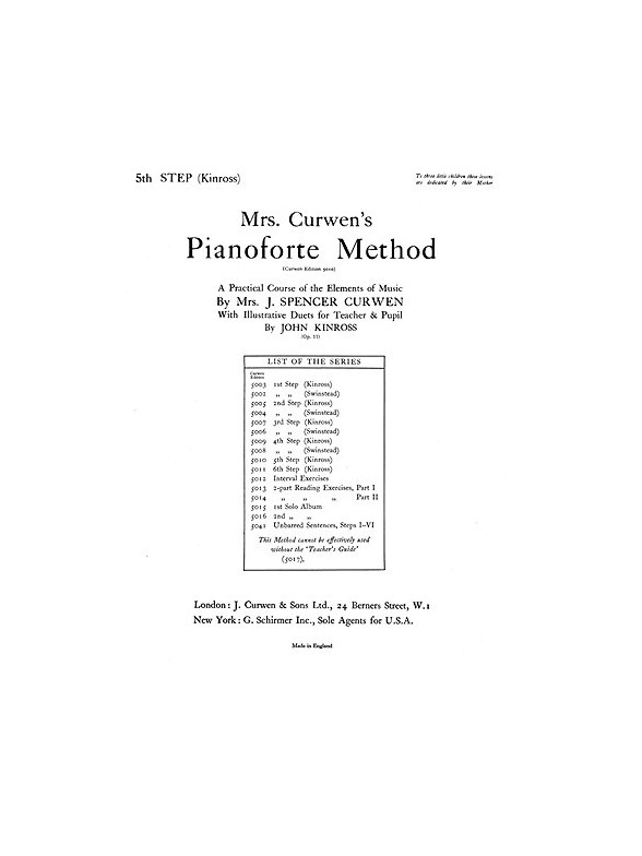 Mrs Curwen's Pianoforte Method 5th Step (Kinross)