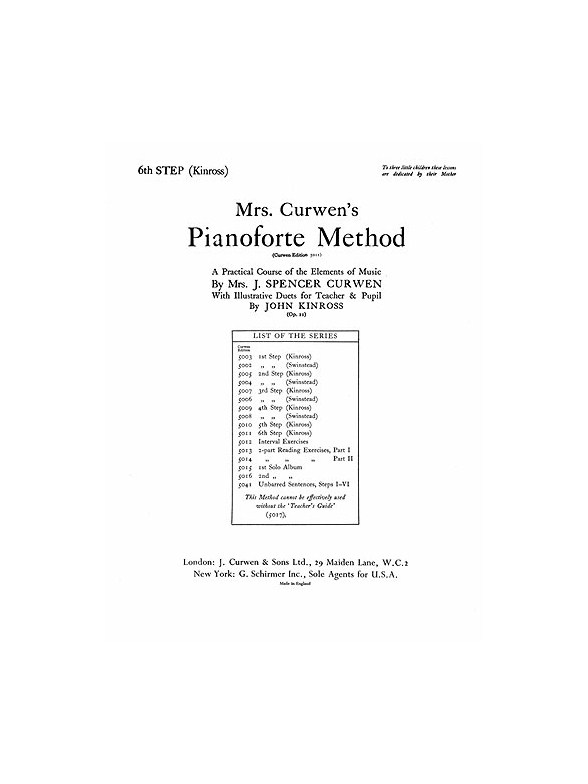 Mrs Curwen's Pianoforte Method 6th Step (Kinross)