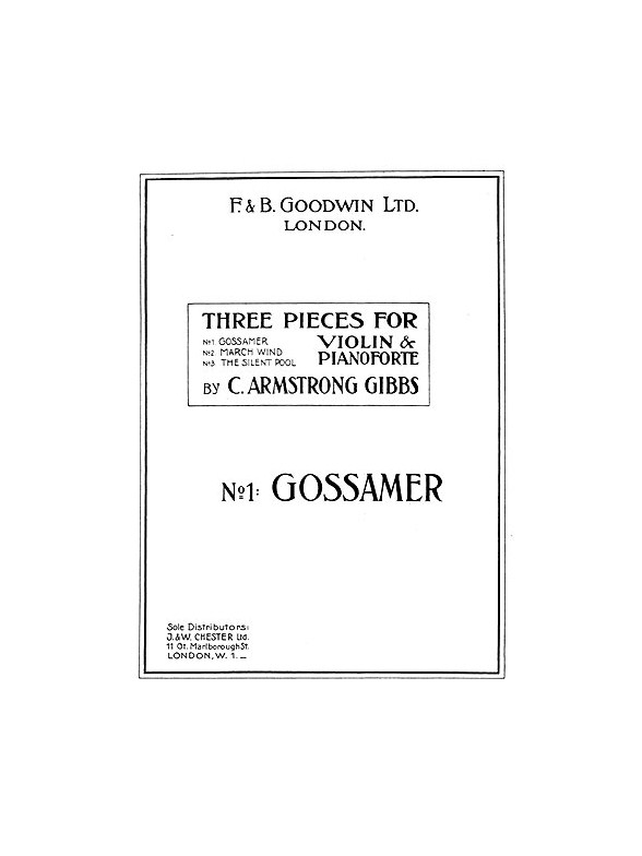 Armstrong Gibbs Gossamer (No.1 Of Three Pieces) Violin/Piano