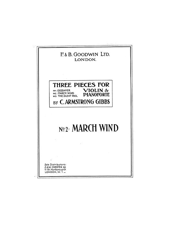 Armstrong Gibbs March Wind (No.2 Of Three Pieces) Violin/Piano