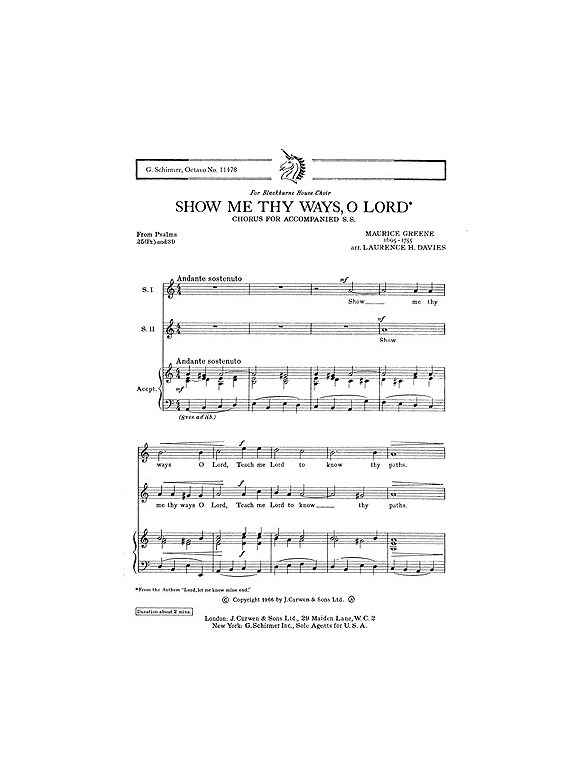 Greene: Show Me Thy Ways, O Lord (SS)