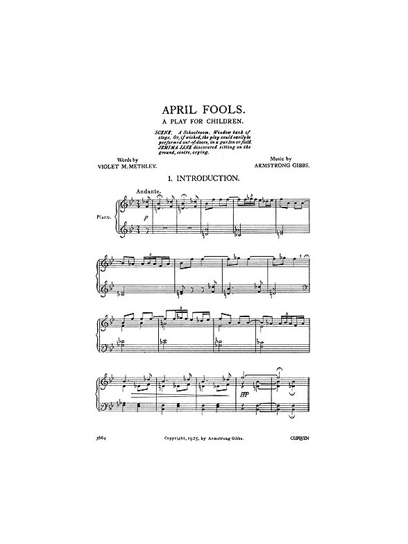 Armstrong Gibbs April Fools (A Play For Children) Unison/Piano