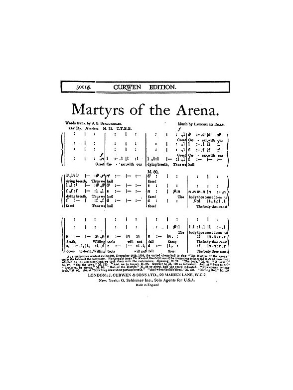 Bille, L Martyrs Of The Arena Ttbb Tonic