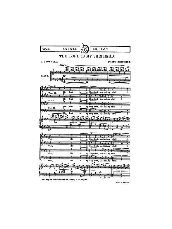 Franz Schubert: The Lord Is My Shepherd (TTBB)