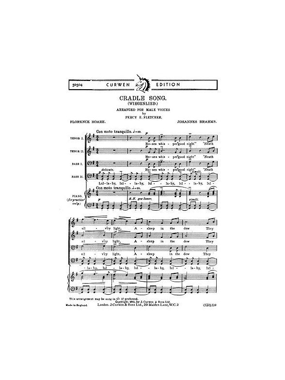 Brahms Cardle Song Ttbb