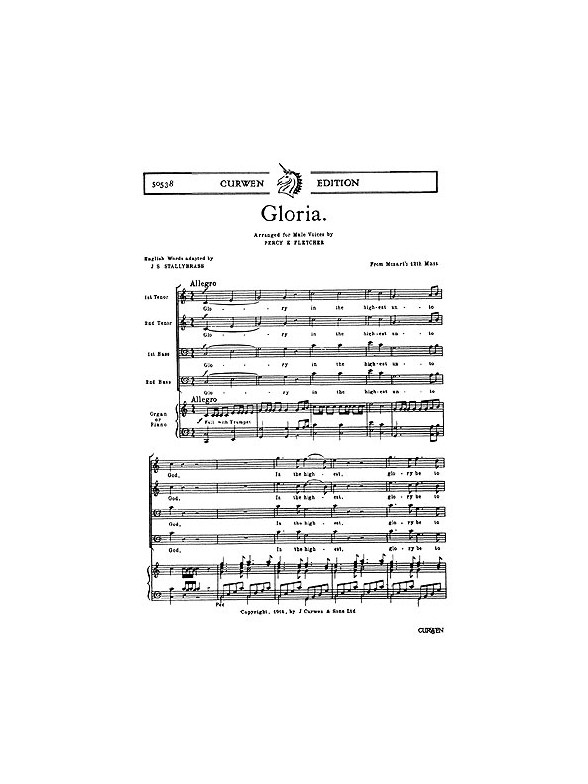 W.A. Mozart: Gloria (TTBB/Piano) - English Text Edition