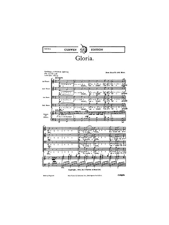 W.A. Mozart: Gloria (TTBB/Piano) - Welsh Text Edition