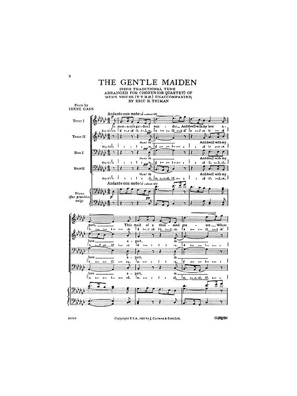 Eric H. Thiman: The Gentle Maiden (TTBB)