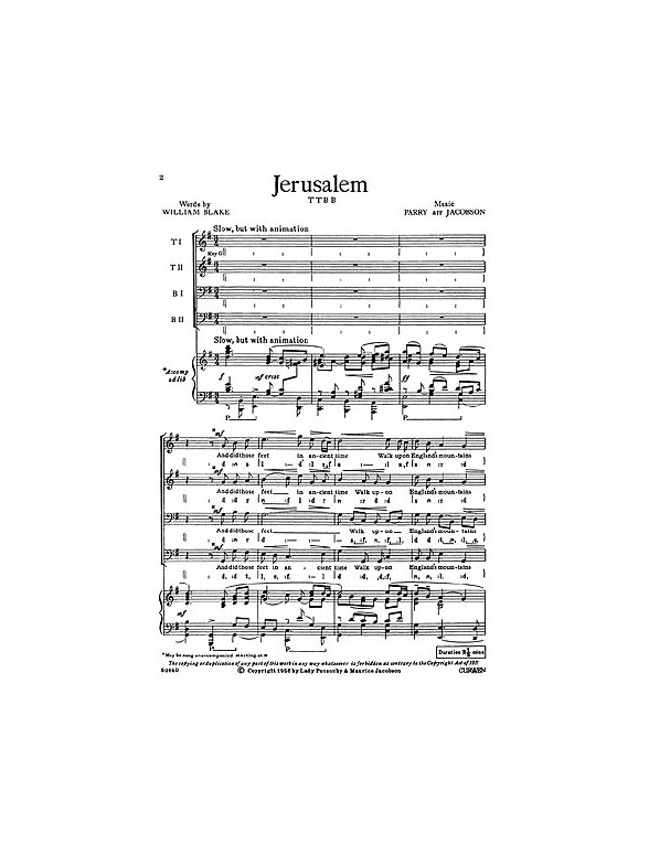 C. Hubert Parry: Jerusalem (TTBB)