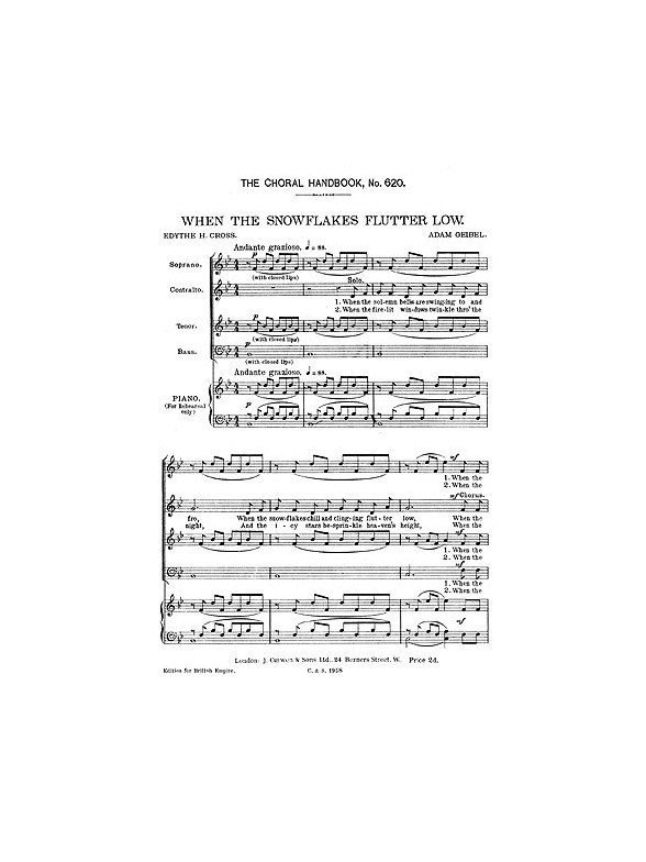 Geibel When The Snowflakes Flutter Low Satb