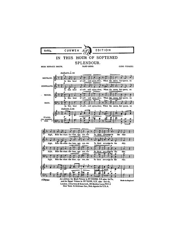 Pinsuti, C In This Hour Of Softened Splendour Satb