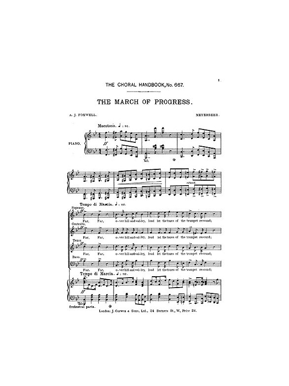 Giacomo Meyerbeer: March Of Progress (SATB)