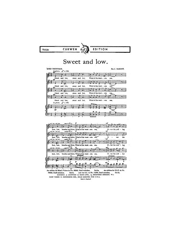 Joseph Barnby: Sweet And Low (SATB/Piano)