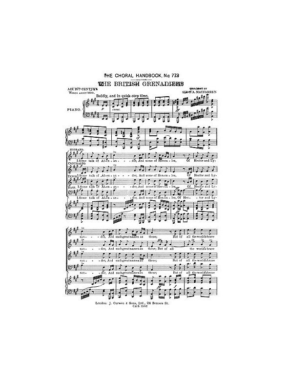 Macfarren British Grenadiers Satb