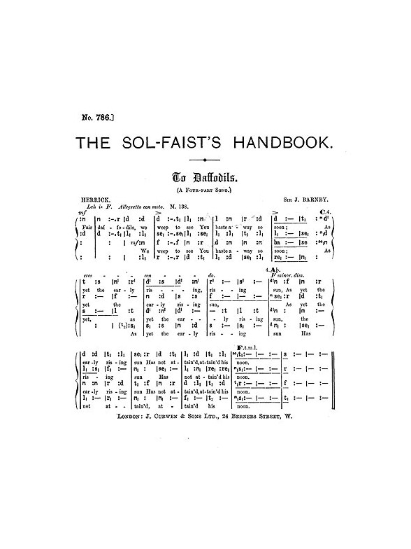 Joseph Barnby: To Daffodils (SATB Tonic Sol-fa)
