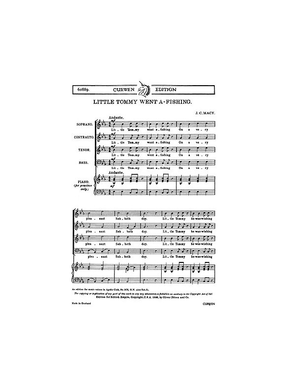Macy, J Little Tommy Went A-fishing Satb/Piano