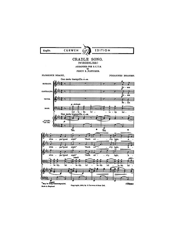 Brahms Cradle Song Satb