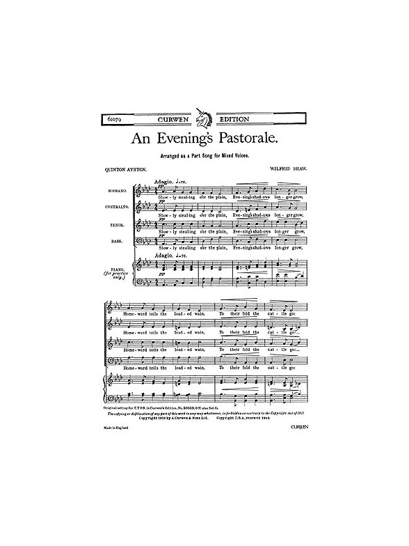 Shaw, W An Evening's Pastorale Satb/Piano