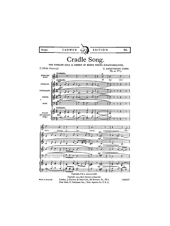 Cecil Armstrong Gibbs: Cradle Song (SSATB)