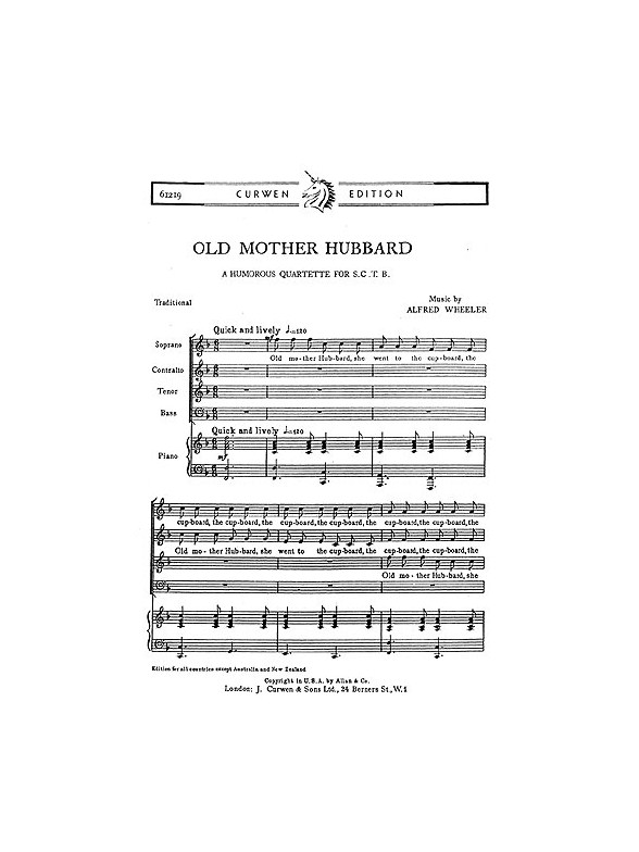 Wheeler Old Mother Hubbard Satb