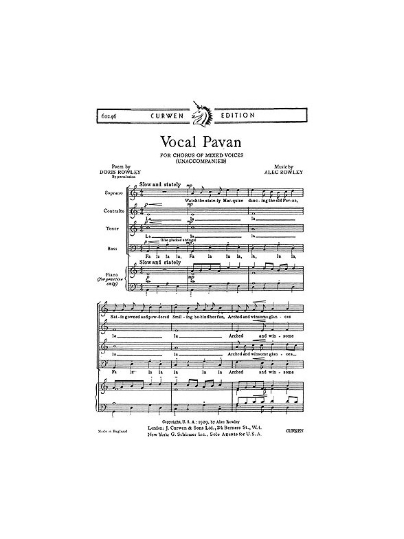 Rowley Vocal Pavan Satb