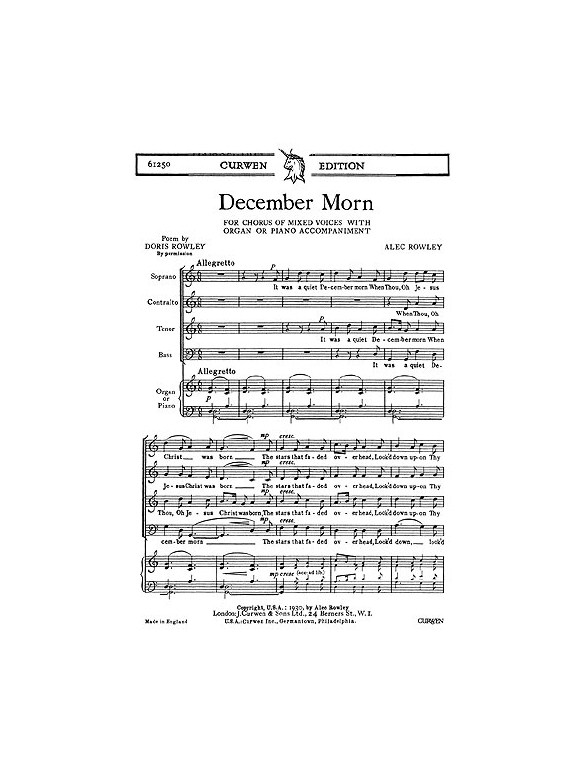 Rowley December Morn Satb