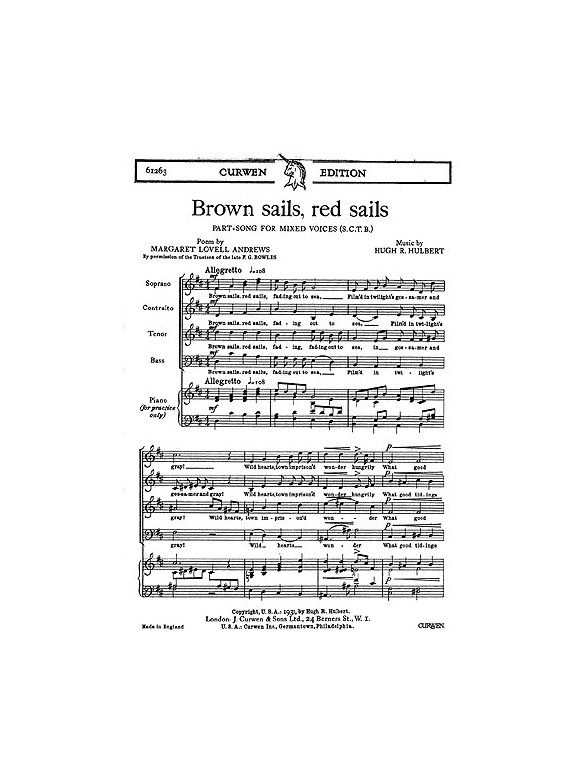 Hulbert Brown Sails, Red Sails Satb