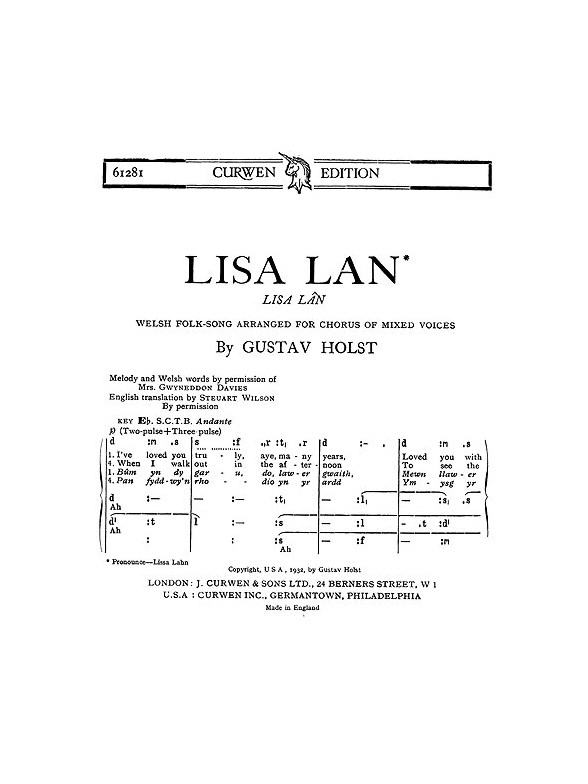 Gustav Holst: Lisa Lan (SATB)