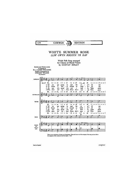 Gustav Holst: White Summer Rose (SATB)