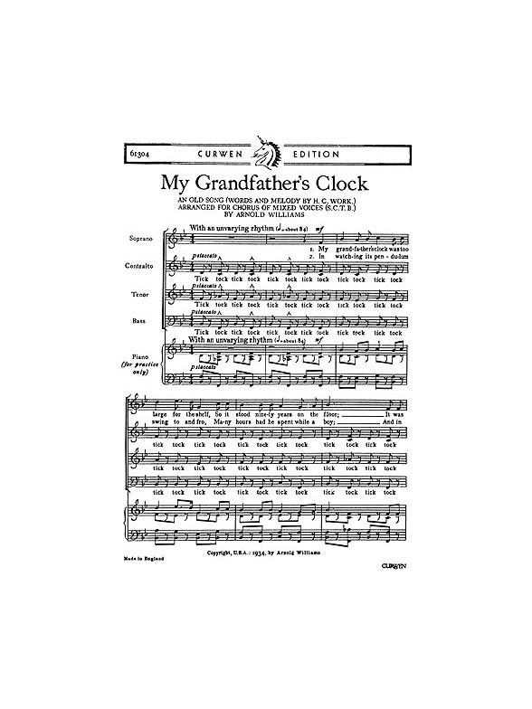 Henry C. Work: My Grandfather's Clock (SATB)
