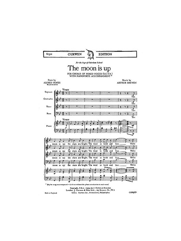 Baynon The Moon Is Up Satb