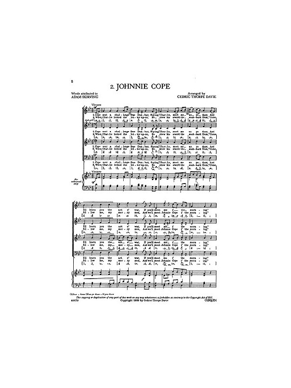 Cedric Thorpe Davie: Johnnie Cope (SATB and Piano)