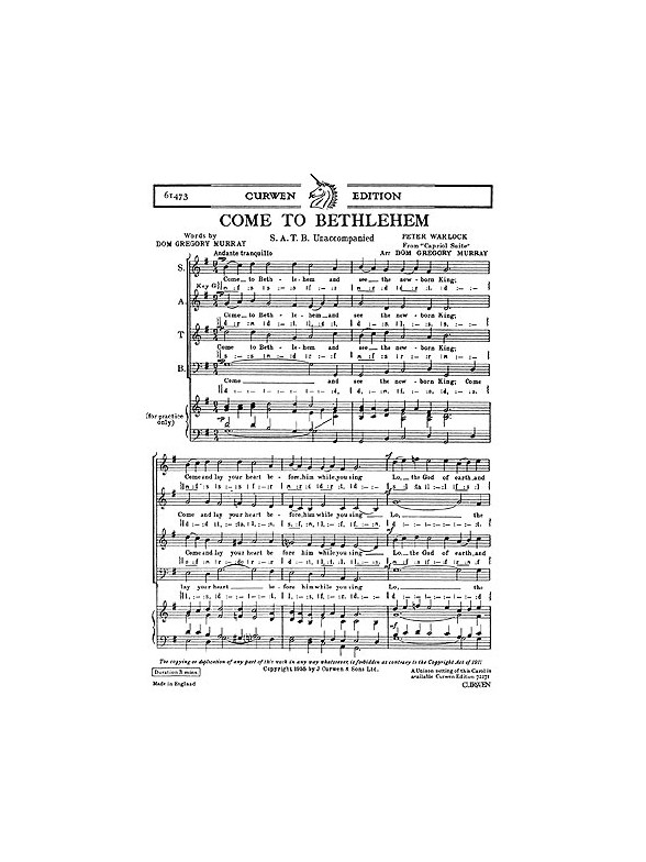 Warlock, P Come To Bethlehem Satb