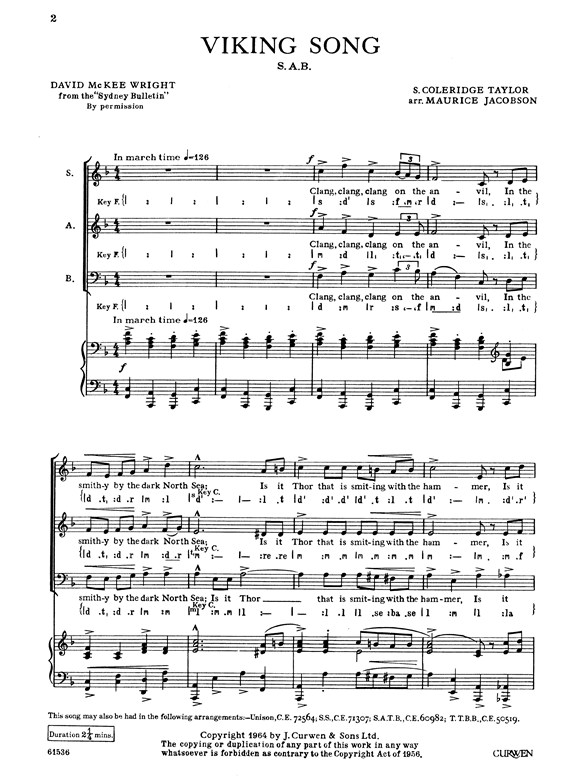 Coleridge Taylor Viking Song Sab
