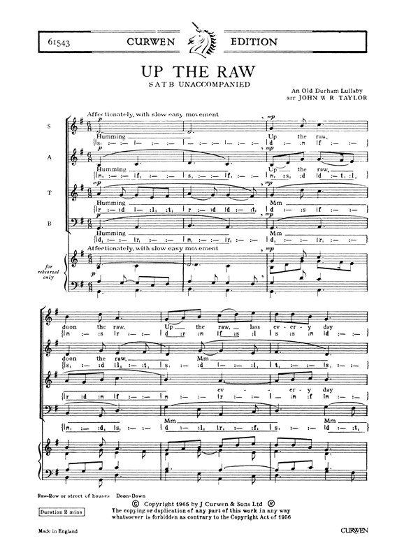 Taylor, J Up The Raw Satb