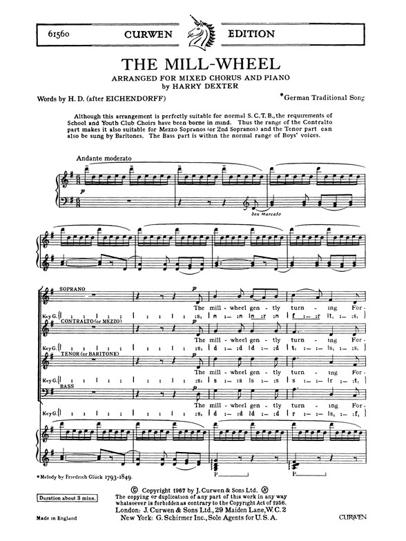 Dexter, H The Mill-wheel Satb/Piano