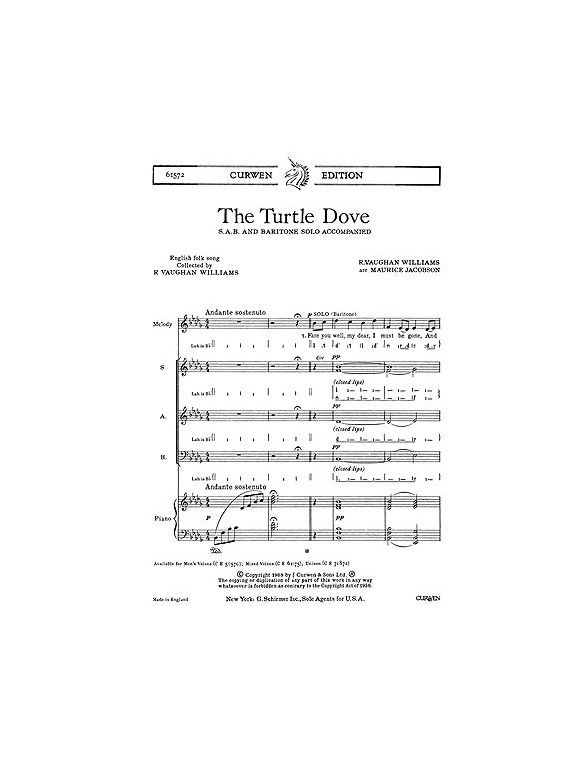 Ralph Vaughan Williams: The Turtle Dove (SAB)
