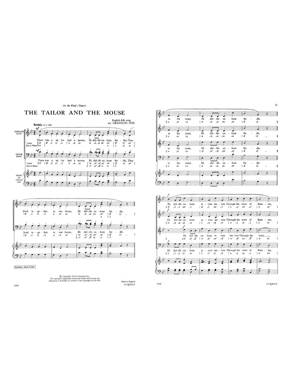 Ives, G The Tailor And The Mouse Satb/Piano