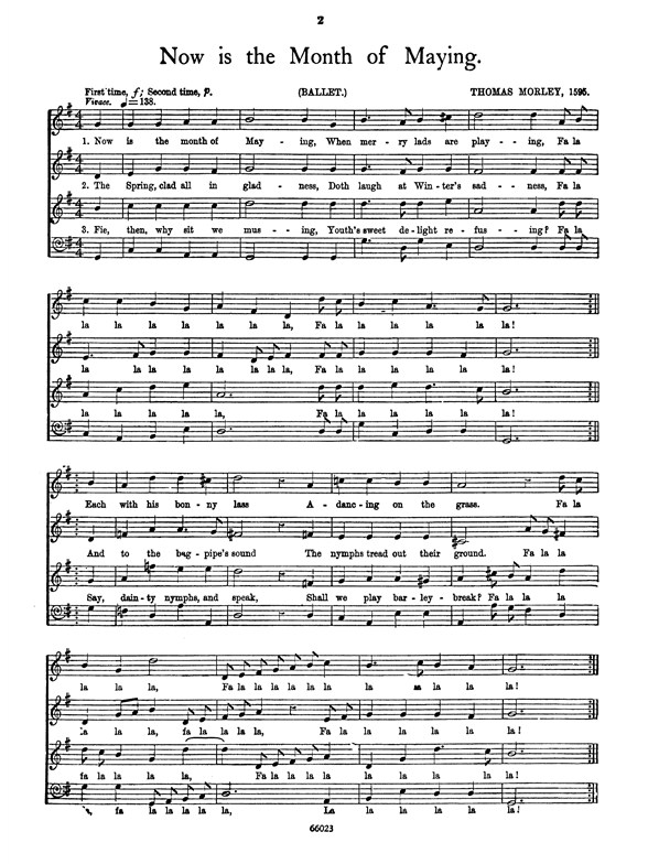 Morley Now Is The Month Of Maying Satb