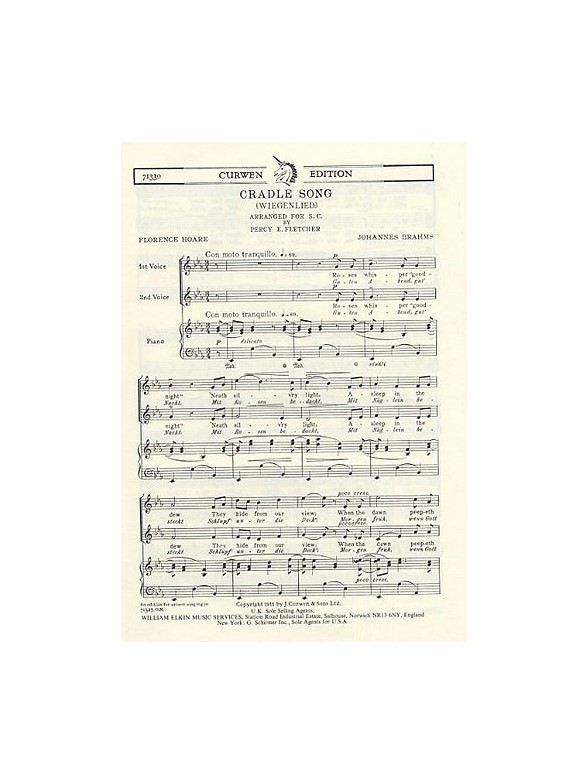 Johannes Brahms: Cradle Song (Wiegenlied)- SA/Piano