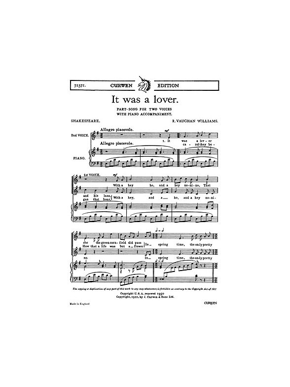 Vaughan Williams: It Was A Lover (2 Part)