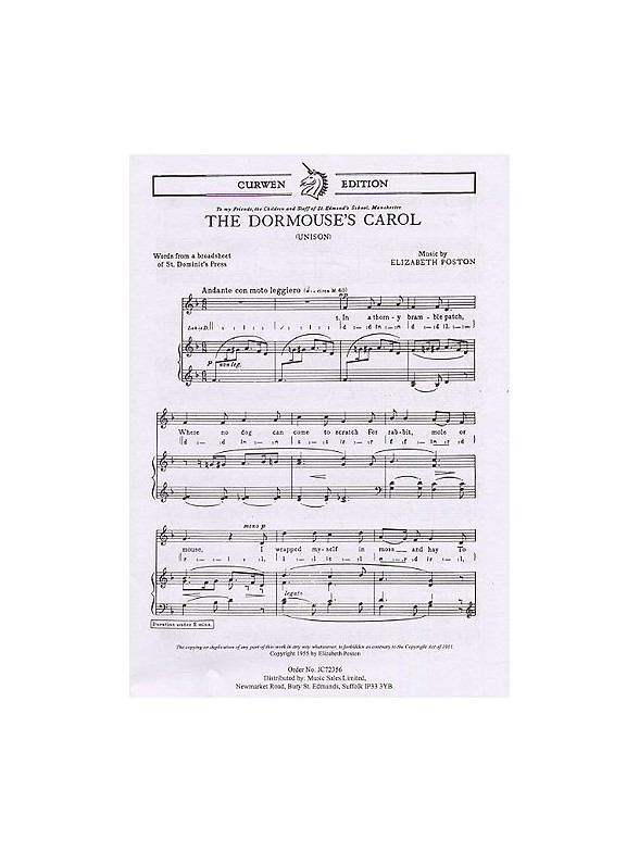Elizabeth Poston: The Dormouse's Carol (Unison)